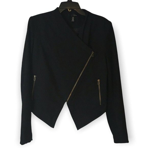 Aqua Leather Suede Moto Jacket Suede Black Angle Zipper Womens Size Medium